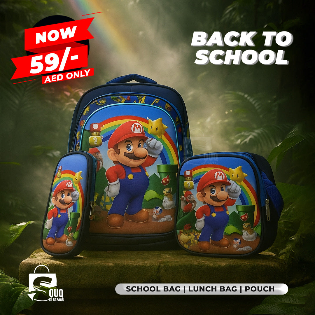 Princess Unicorn Backpack 3pcs Set Kid Child Schoolbag Pencil case Lunch bag