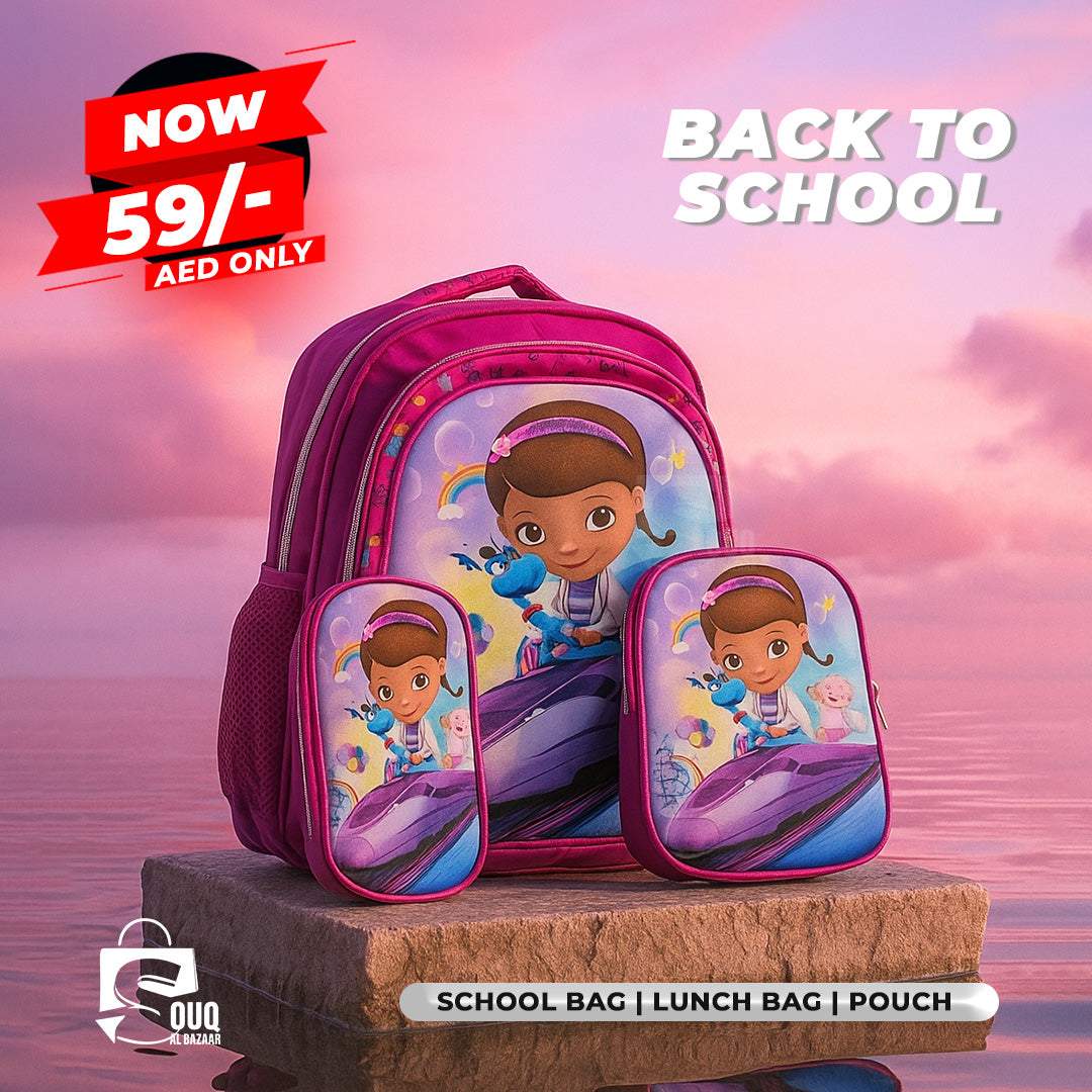 Princess Unicorn Backpack 3pcs Set Kid Child Schoolbag Pencil case Lunch bag