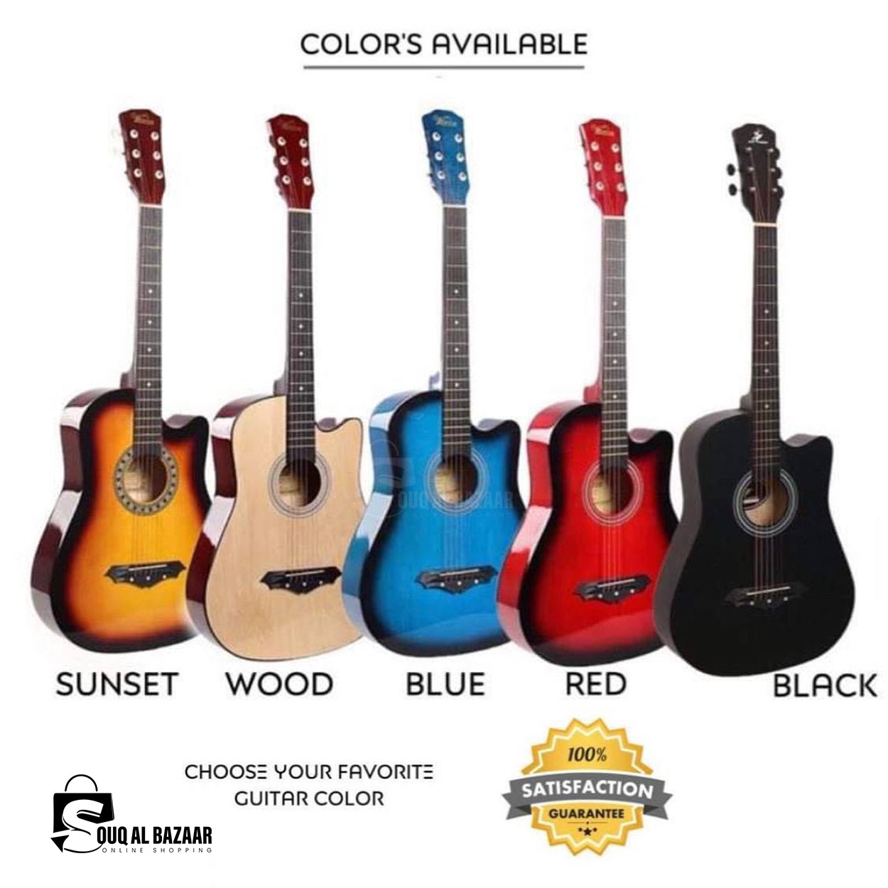 41 Inch Acoustic Guitar Folk Guitar 6 Strings Basswood with Bag and Picks