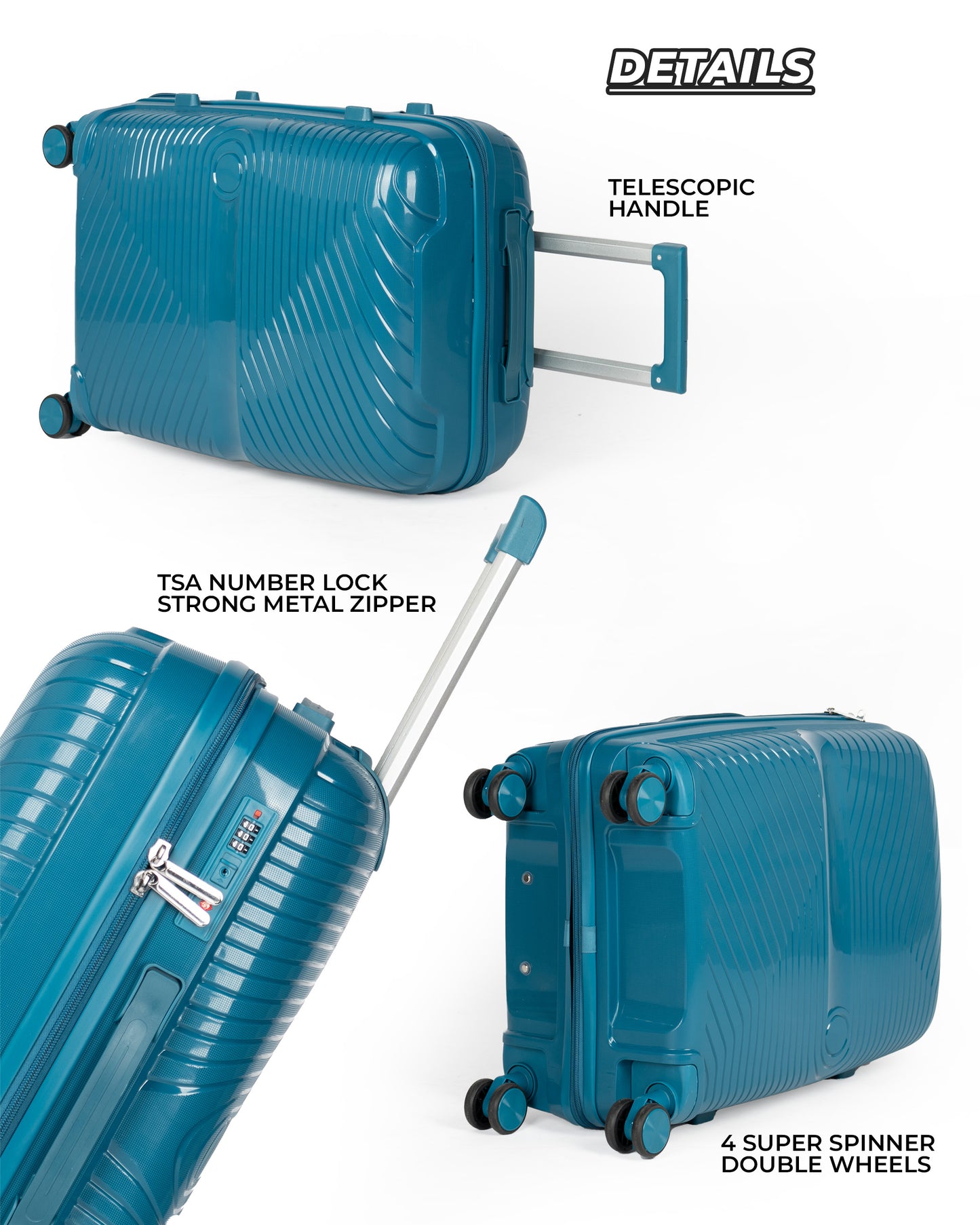 Robuz PP Unbreakable Rubberized Travel Luggage Bag With 360° Spinner Wheels