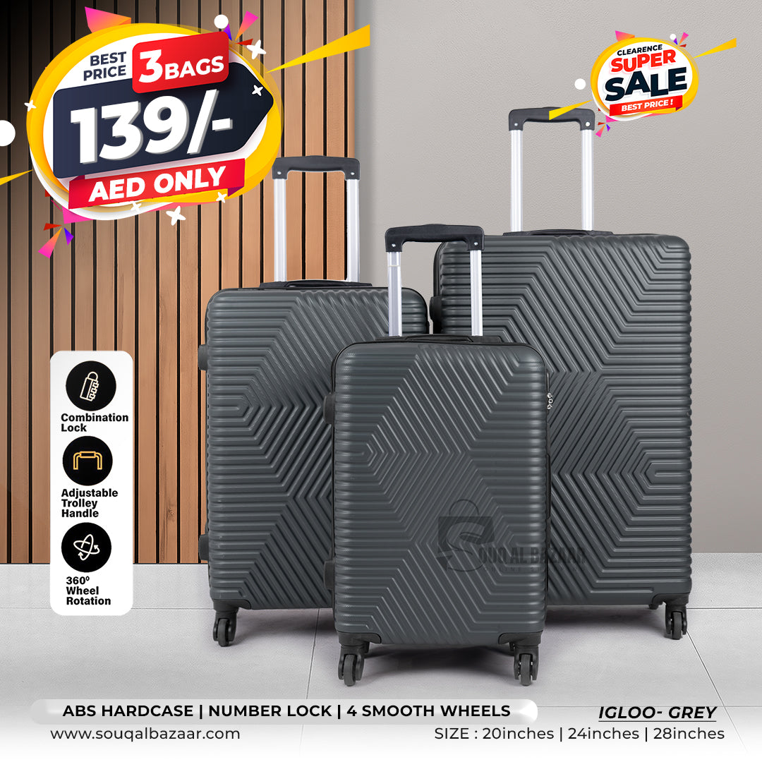 Igloo Light Weight ABS Hardcase Travel Luggage Set of 3 Bags