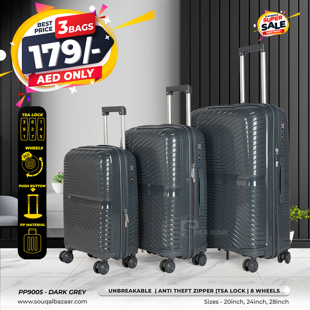 Robuz PP Unbreakable Rubberized Travel Luggage Bag With 360° Spinner Wheels