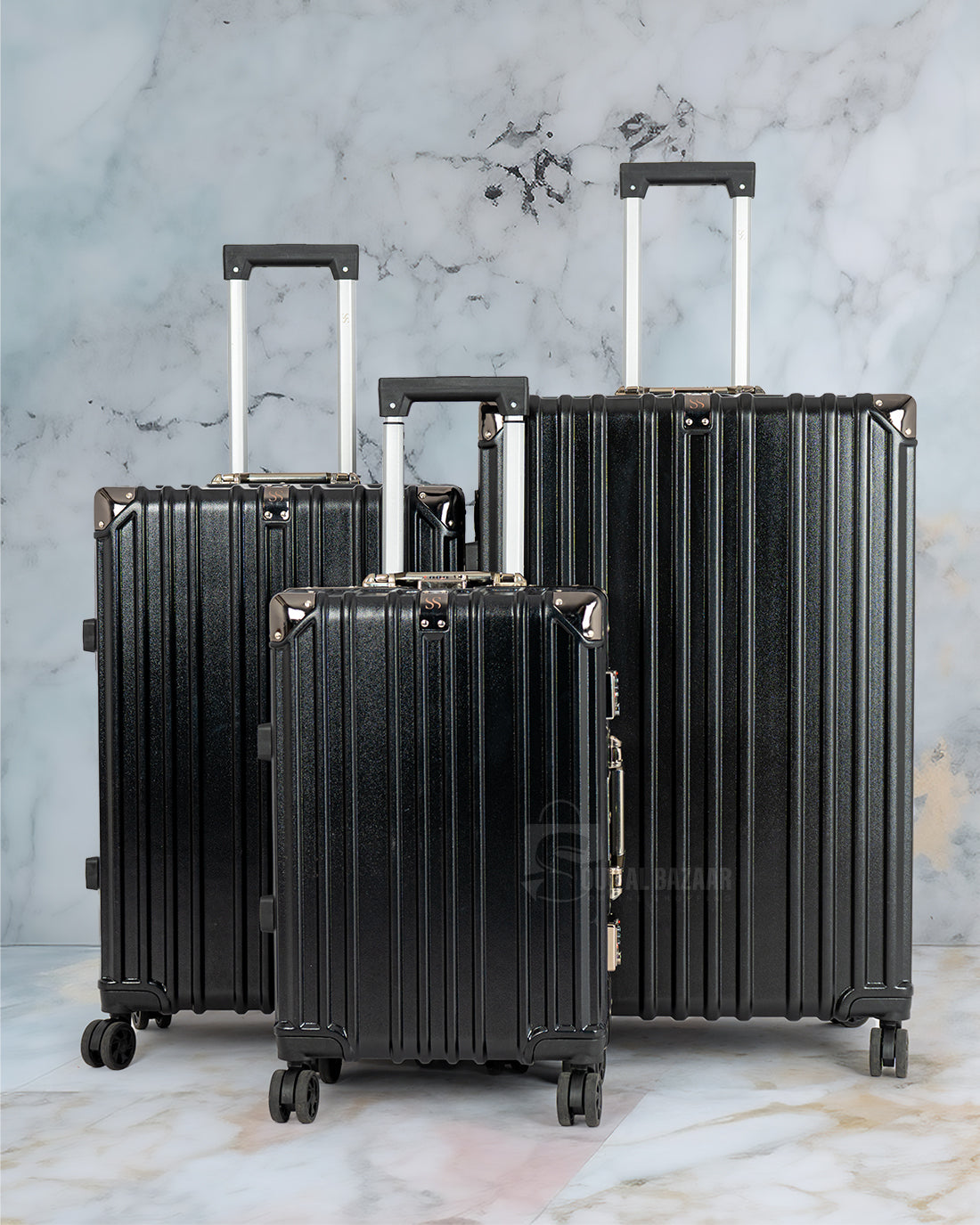 Aluminum Frame PC Hard Case Set of Three Luggage Bags Souq Al Bazaar