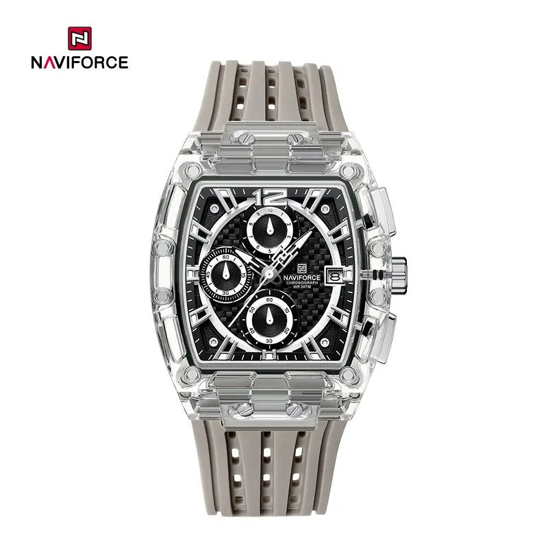 Naviforce NF7105 Sports Transparent Waterproof Quartz Silicone Multifunctional Chronograph Men Watch