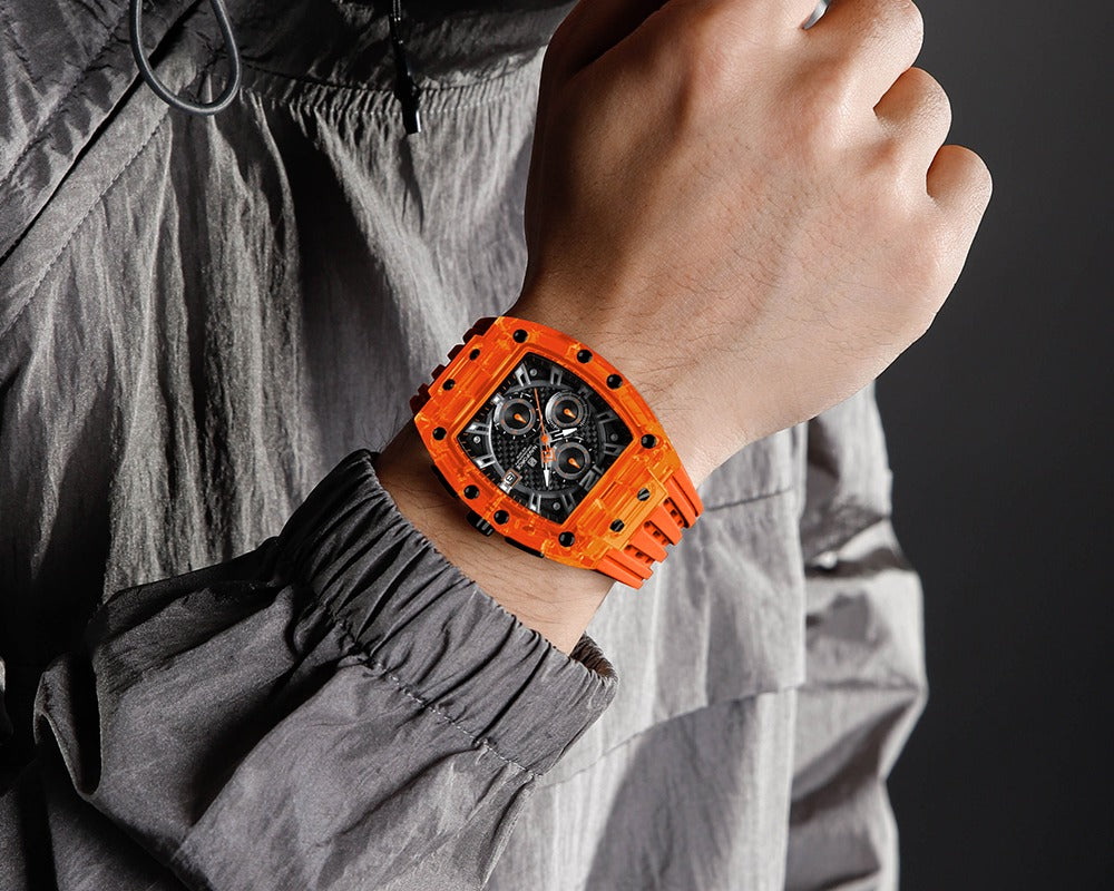 Naviforce NF7105 Sports Transparent Waterproof Quartz Silicone Multifunctional Chronograph Men Watch