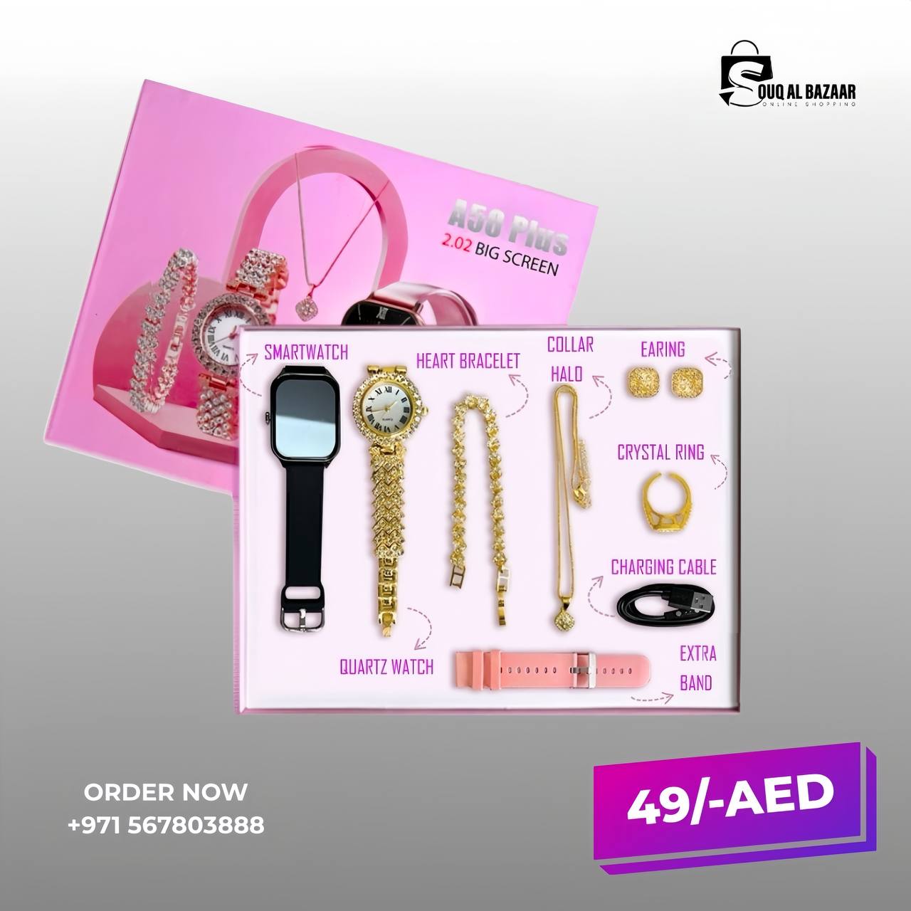 Gifting 7 in 1 set A58 Smart Watch Women Fashion