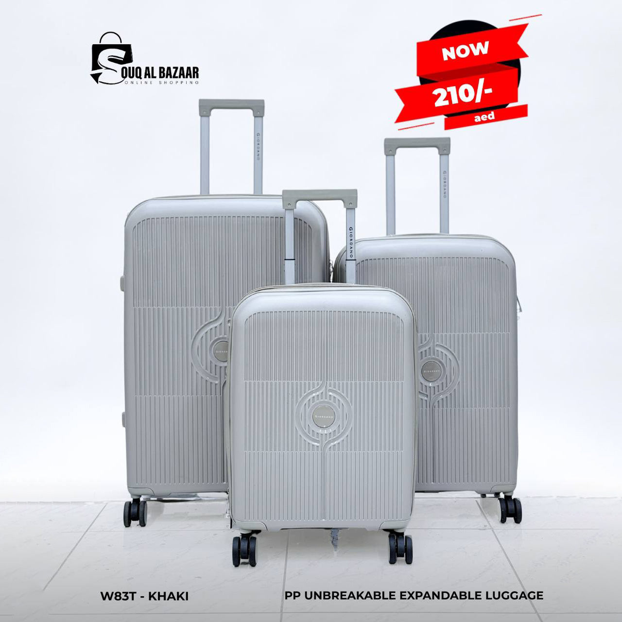 Giordano PP Expandable Unbreakable Luggage Bag With 360° Spinner Wheels