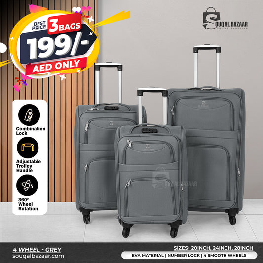4 Wheel EVA Durable Lightweight 3-Piece Travel Luggage Set