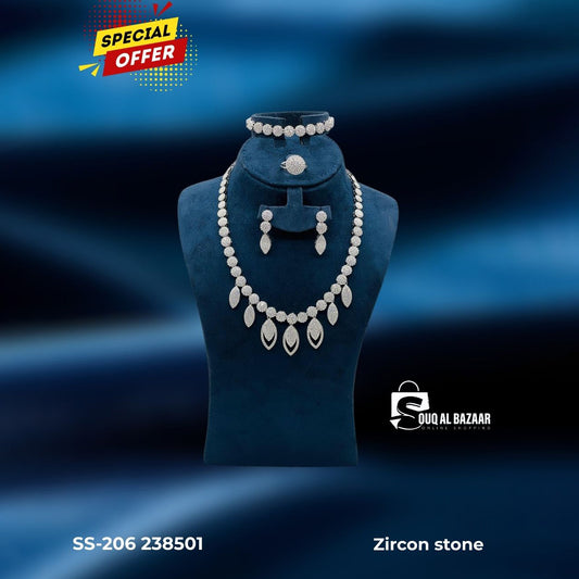Zircon Stone - Necklace, Bracelet, Earrings & Ring for Women Jewellery Bridal Set