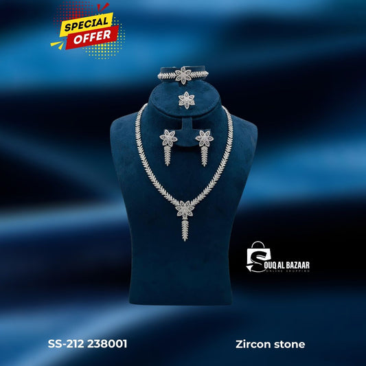 Zircon Stone Bridal Set Jewellery - Necklace, Bracelet, Earrings & Ring for Women