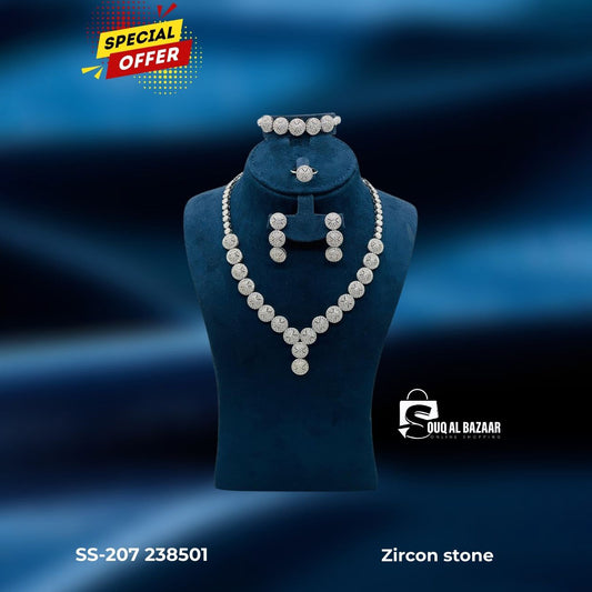 Jewellery Set for Women – Necklace, Bracelet, Earrings & Ring Zircon Stone | Bridal SET