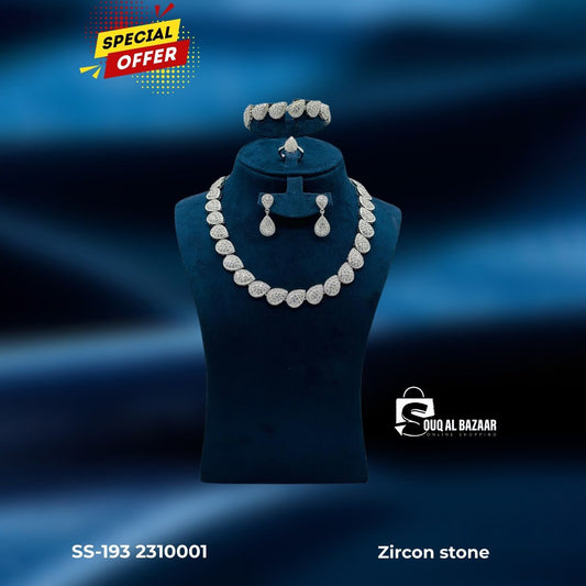 Zircon Stone Jewellery Bridal Set for Women – Necklace, Bracelet, Earrings & Ring