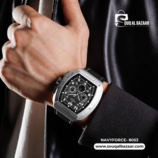 Naviforce NF8053 Brand Watch for Men Chronograph Genuine Leather Fashion Waterproof Quartz