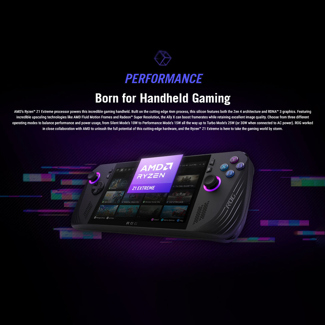 ASUS ROG Ally X RC72LA-NH007W Black - 7 Inch FHD, AMD Ryzen Z1 Extreme, 24GB LPDDR5X RAM, 1TB M.2 SSD (2280), Windows 11 Home