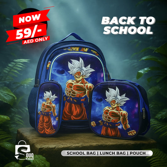 Dragon Ballz Backpack 3pcs Set Kid Child Schoolbag Pencil case Lunch bag