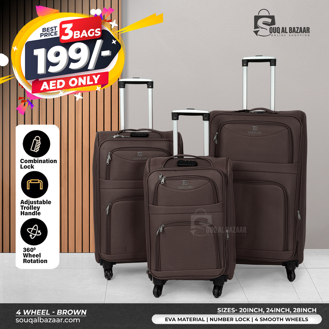 4 Wheel EVA Durable Lightweight 3-Piece Travel Luggage Set