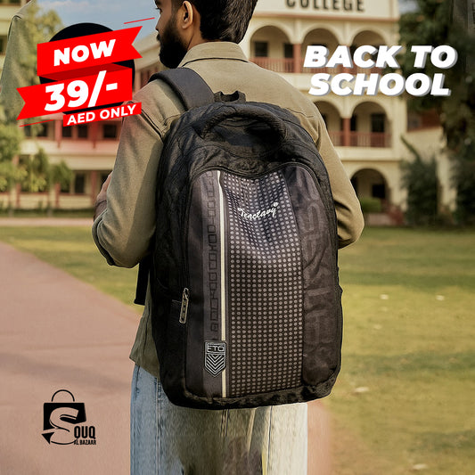 Black Fantasy Trendy Backpack School Bag Designed for Rough & Tough