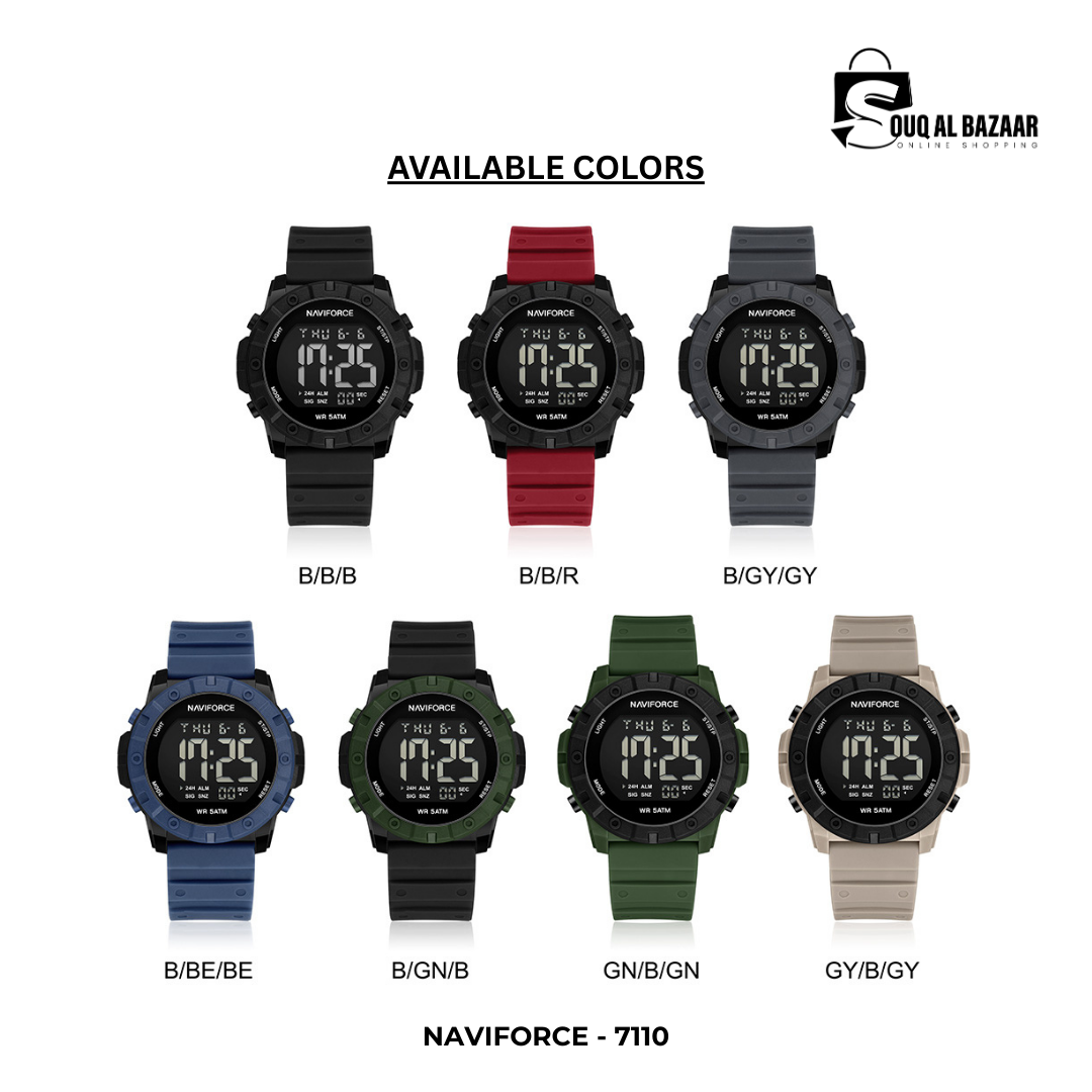 NAVIFORCE NF7110 5ATM Waterproof Trendy Watch with Silicone Strap and LED Luminous Sports Design