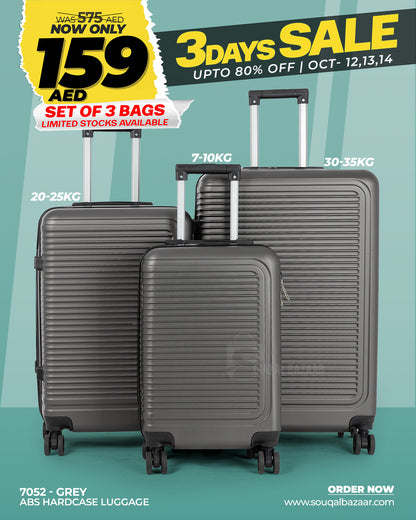 Light Weight Double Plus ABS Hardcase Travel Luggage Set of 3 Bags