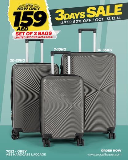 Double Plus ABS Hardcase Light Weight Travel Luggage Set of 3 Bags