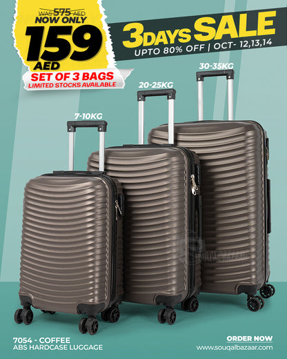 Double Plus ABS Hardcase Travel Luggage Set of 3 Bags