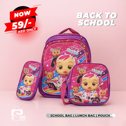 Princess Unicorn Backpack 3pcs Set Kid Child Schoolbag Pencil case Lunch bag