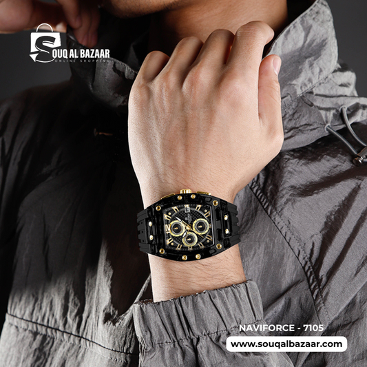 Naviforce NF7105 Sports Transparent Waterproof Quartz Silicone Multifunctional Chronograph Men Watch