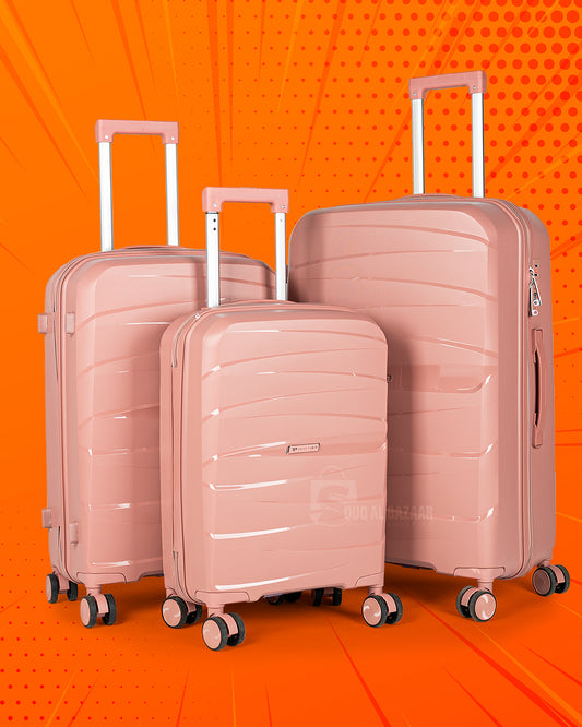 Glaze Anti-Theft PP Luggage Set of 3 Unbreakable Travel Bags