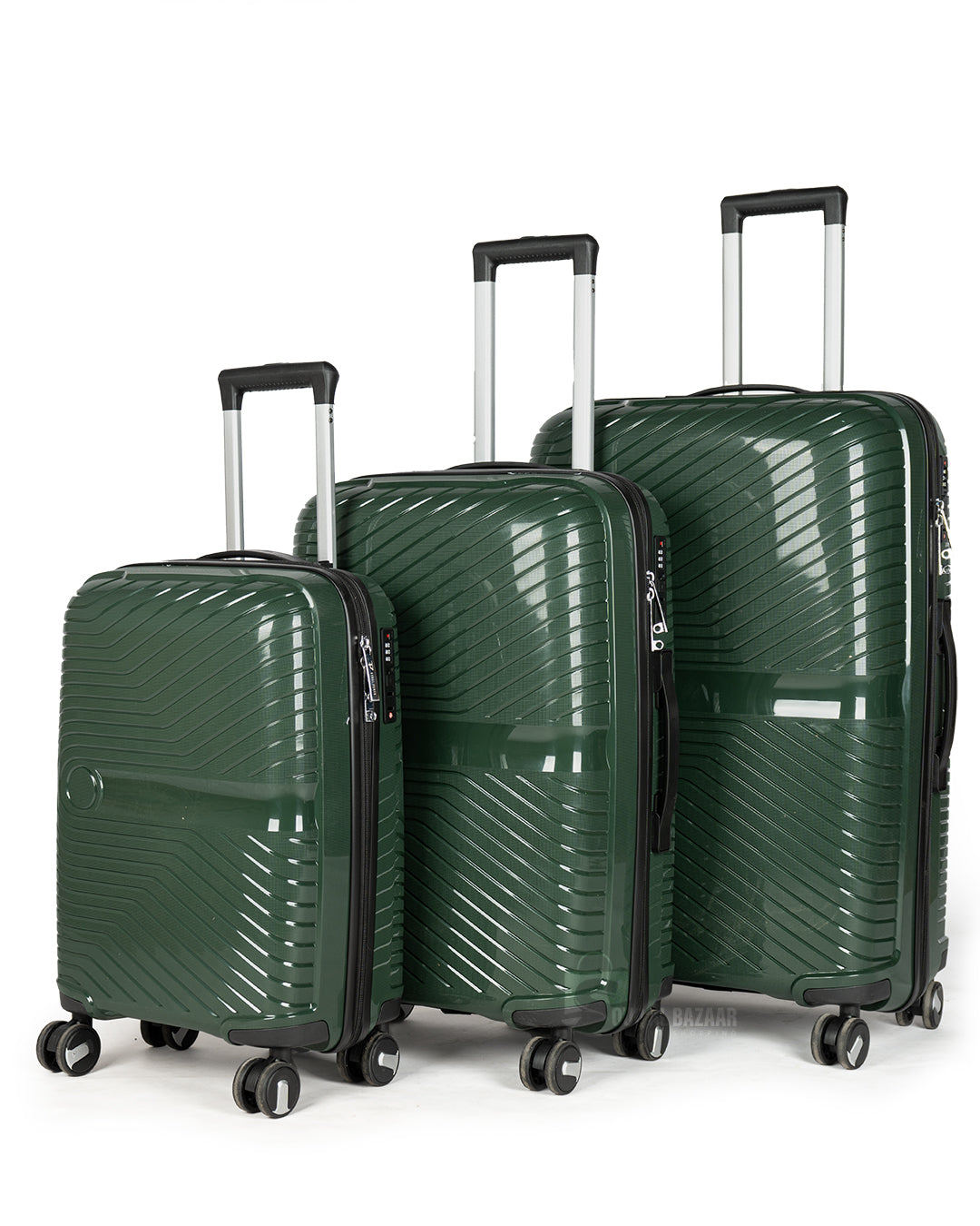 Anti theft Robuz Set of 3 Rubberized PP Unbreakable Travel Luggage Bags