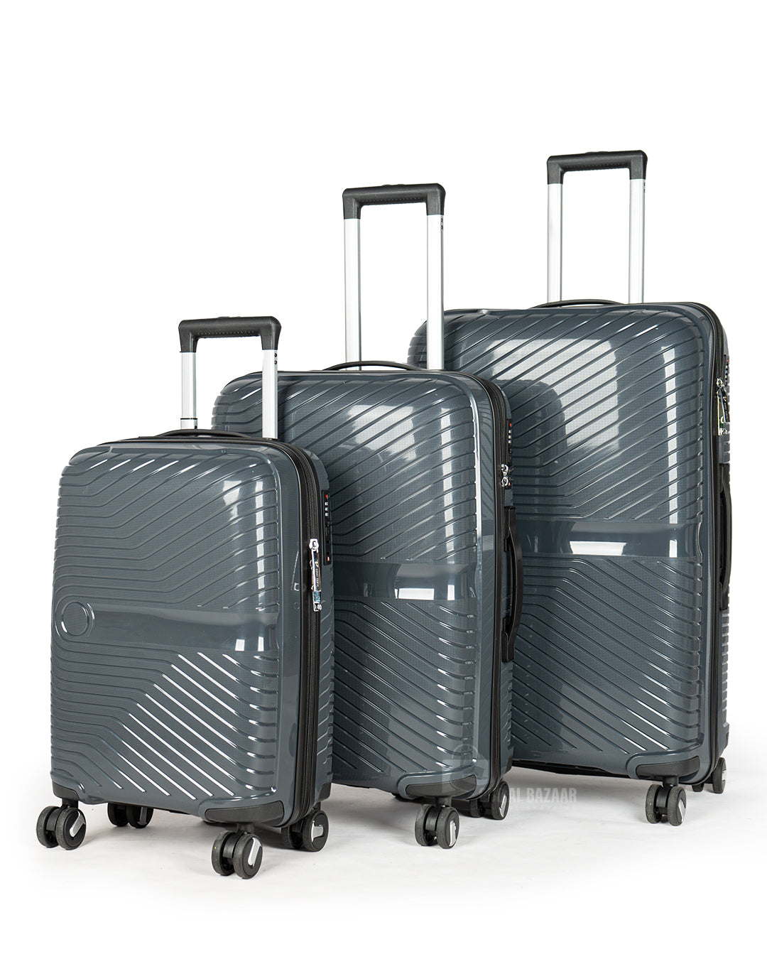 Anti theft Robuz Set of 3 Rubberized PP Unbreakable Travel Luggage Bags