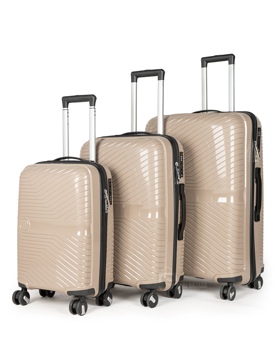 Anti theft Robuz Set of 3 Rubberized PP Unbreakable Travel Luggage Bags