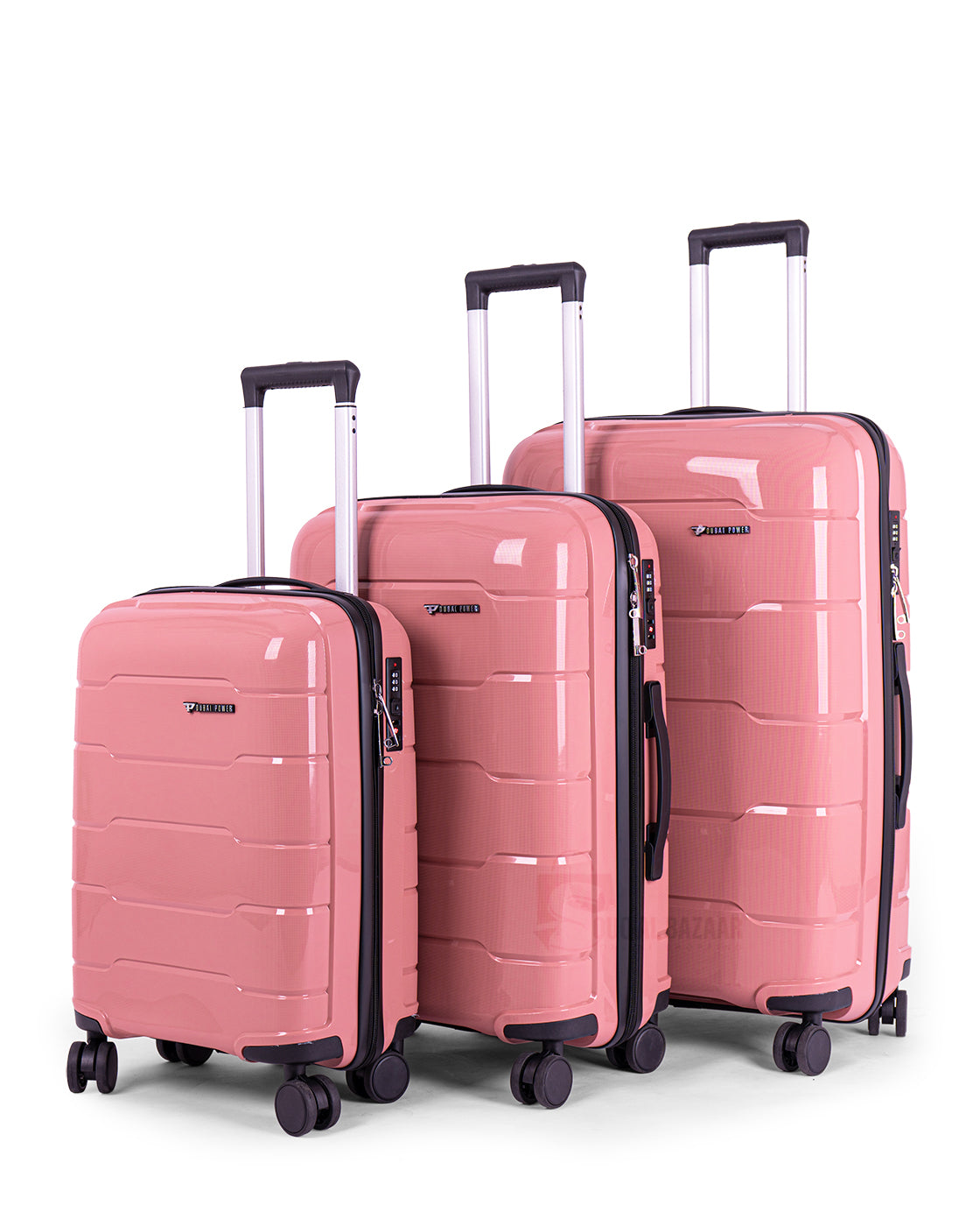 Anti theft Plume Set of 3 Rubberized PP Unbreakable Travel Luggage Bags