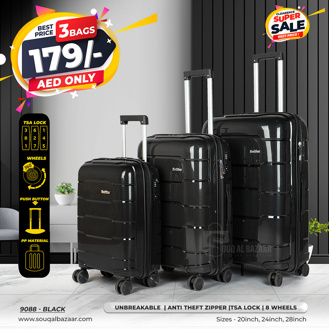 Plume Rubberized PP Unbreakable Travel Luggage Bag With 360° Spinner Wheels