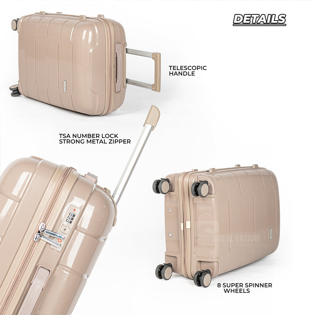 Plume Rubberized PP Unbreakable Travel Luggage Bag With 360° Spinner Wheels