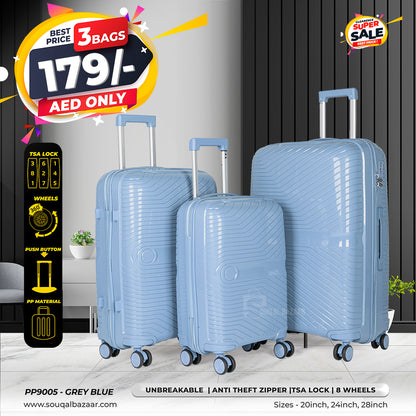 Robuz PP Unbreakable Rubberized Travel Luggage Bag With 360° Spinner Wheels