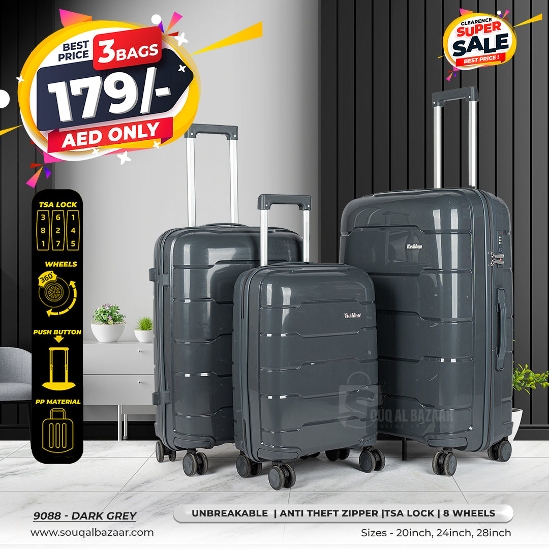 Plume Rubberized PP Unbreakable Travel Luggage Bag With 360° Spinner Wheels