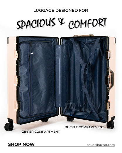 No Zipper Aluminum Frame Polycarbonate Hard Case Luggage with 4 Quite 360° Double Spinner wheels