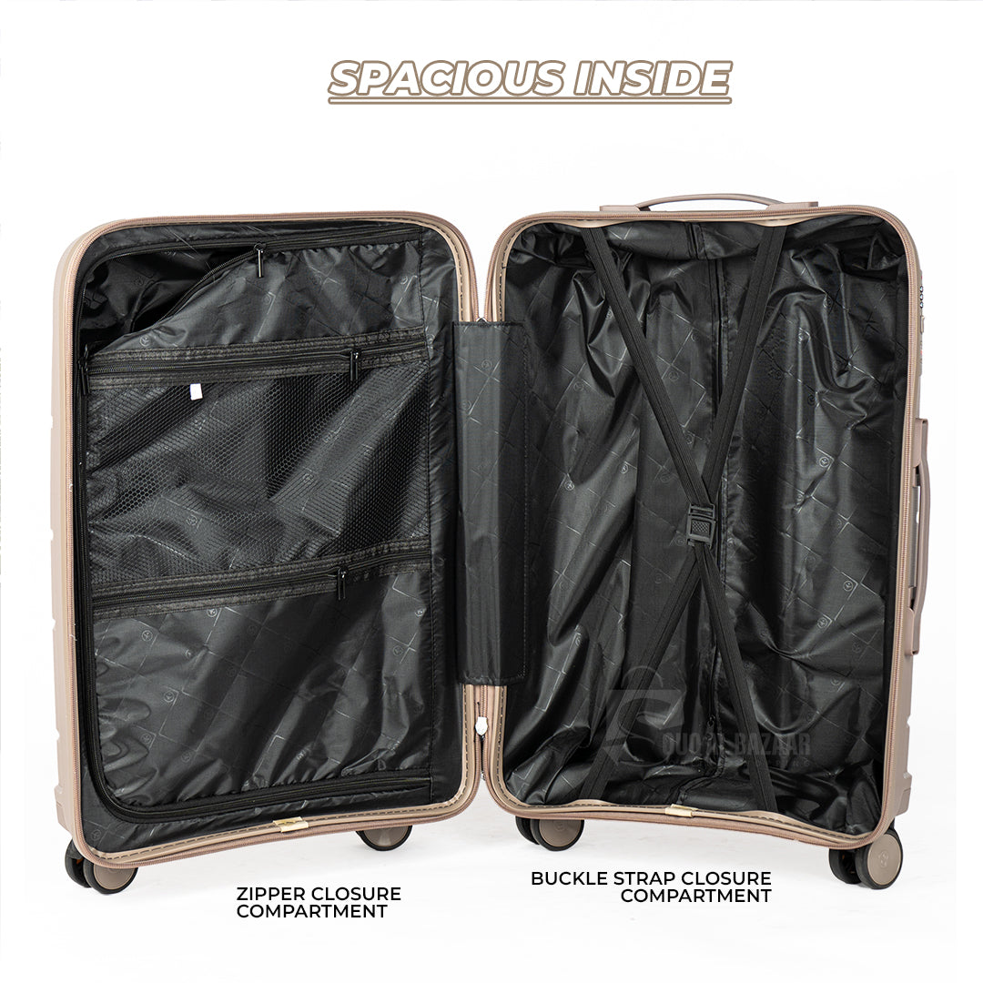 Plume Rubberized PP Unbreakable Travel Luggage Bag With 360° Spinner Wheels