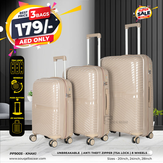 Robuz PP Unbreakable Rubberized Travel Luggage Bag With 360° Spinner Wheels