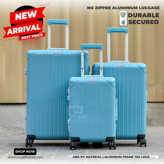 Aluminum Frame Polycarbonate Hard Case 360° Double Spinner wheels No Zipper