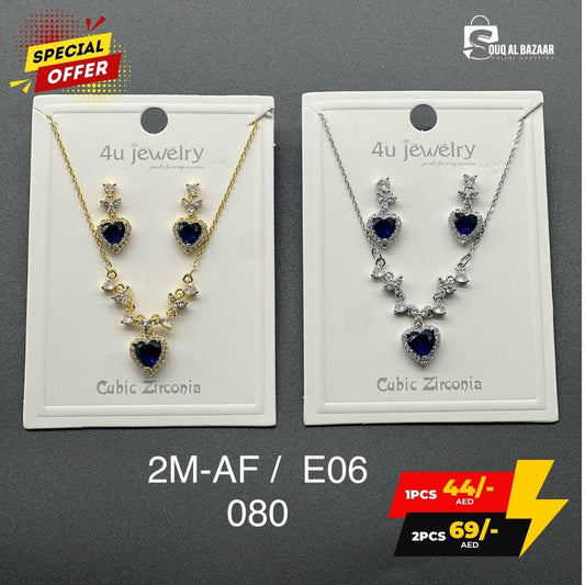 Cubic Zircon Stone Jewellery Set for Women Glamorous Necklace & Earrings