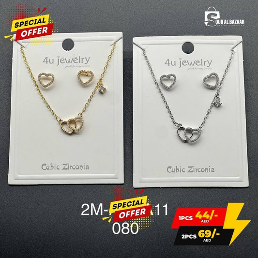 Diamond Look Cubic Zircon Jewellery Set – Necklace & Earrings for Women