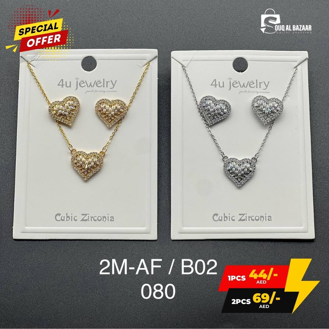 Women Classic Cubic Zircon Jewellery Set – Necklace & Earrings