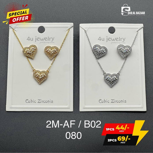 Women Classic Cubic Zircon Jewellery Set – Necklace & Earrings