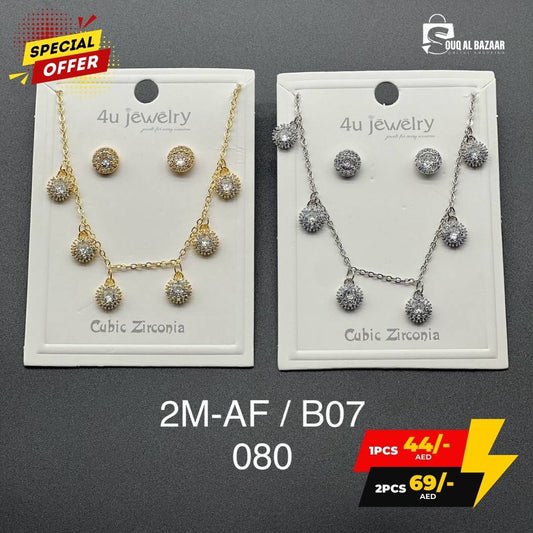 Cubic Zirconia Jewellery Set Elegant Design for Women – Necklace & Earrings