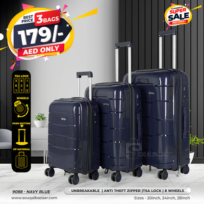 Plume Rubberized PP Unbreakable Travel Luggage Bag With 360° Spinner Wheels