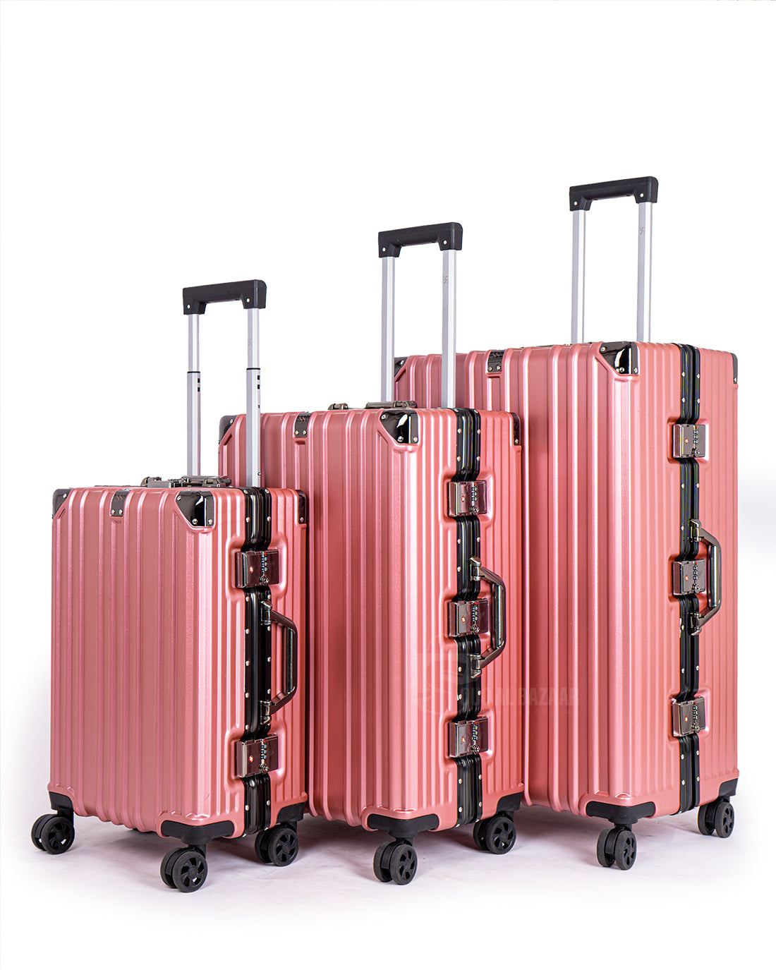 No Zipper Aluminum Frame Polycarbonate Hard Case Luggage with 4 Quite 360° Double Spinner wheels