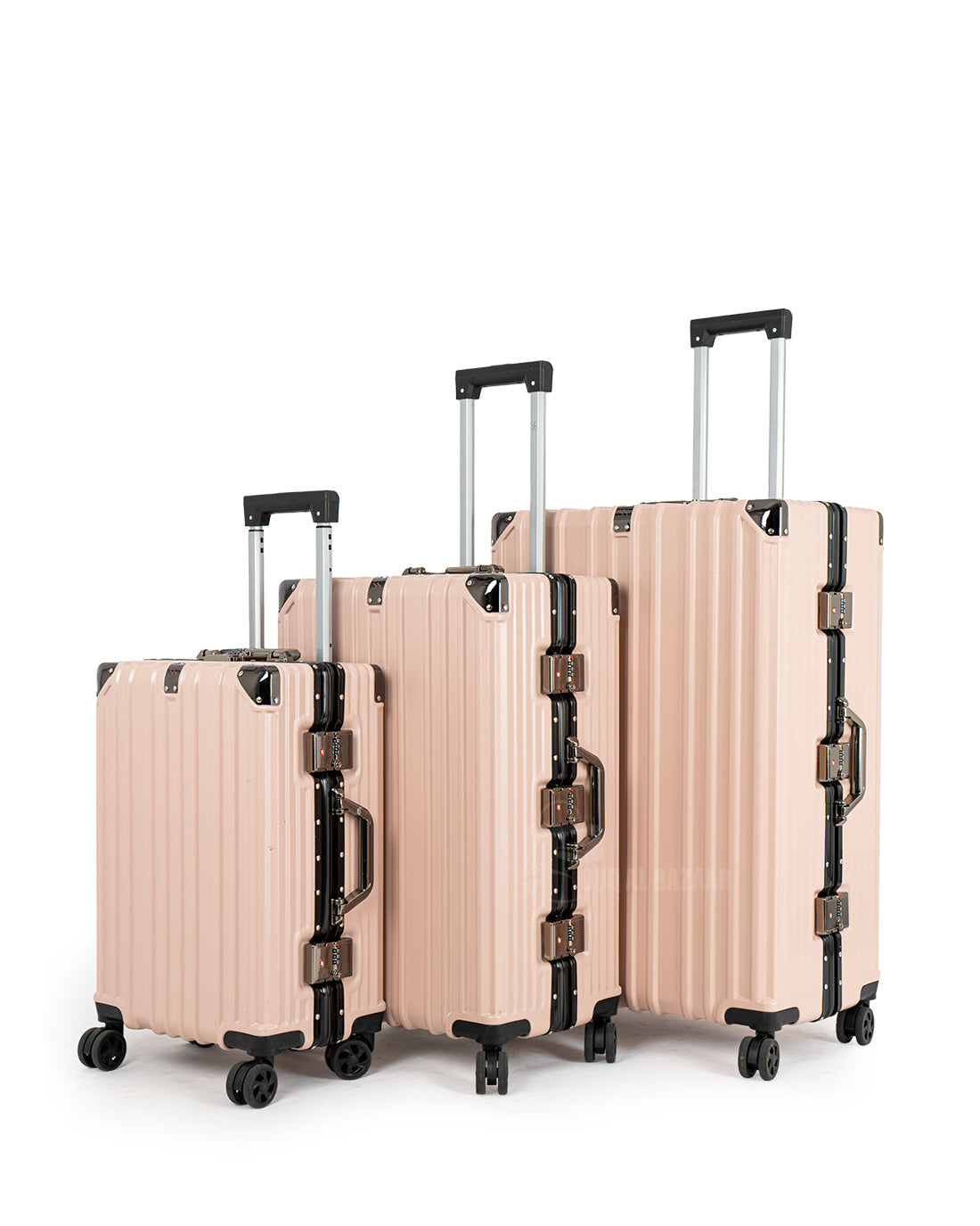 No Zipper Aluminum Frame Polycarbonate Hard Case Luggage with 4 Quite 360° Double Spinner wheels