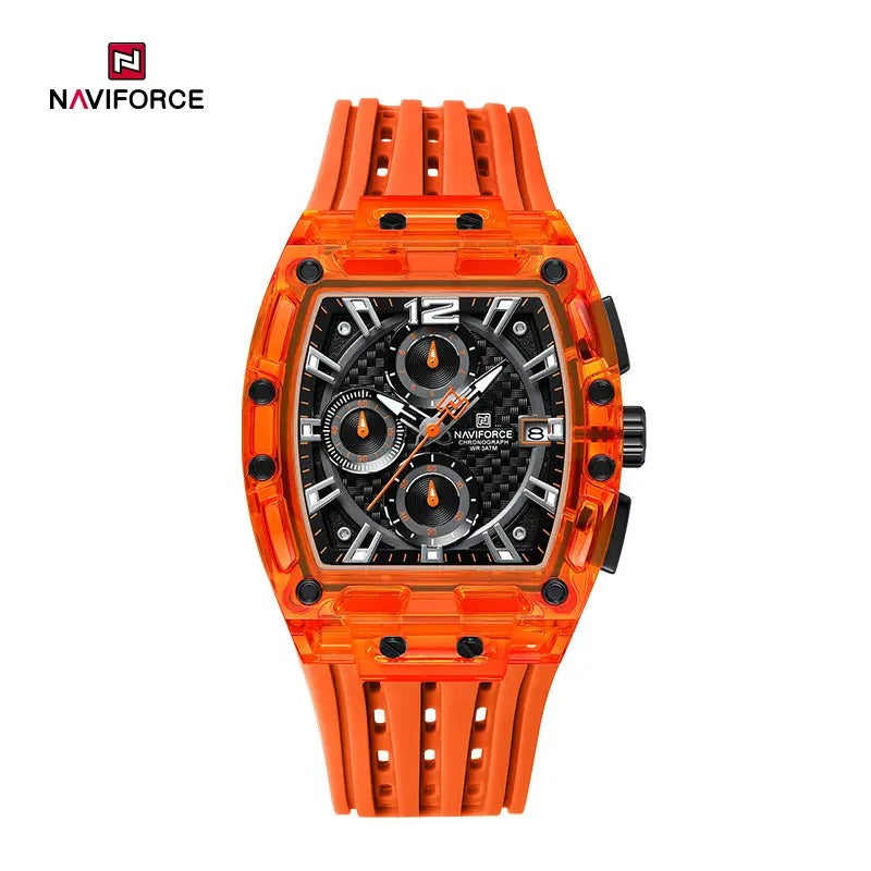 Naviforce NF7105 Sports Transparent Waterproof Quartz Silicone Multifunctional Chronograph Men Watch