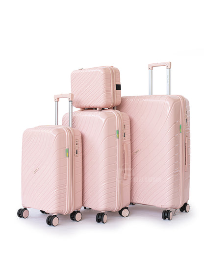 4-Piece Anti-Theft PP Luggage Set – Includes 3 Unbreakable Travel Bags + Beauty Case